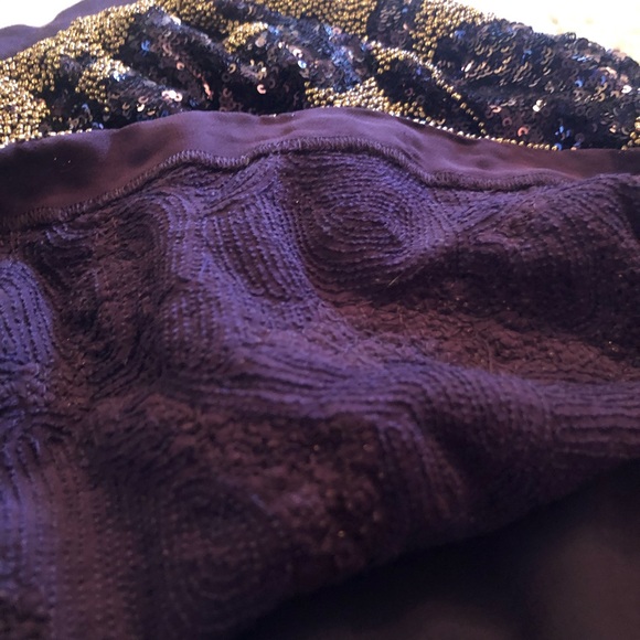 Club Monaco Gold/Burgundy Beaded Skirt Sz 2 - Picture 4 of 8